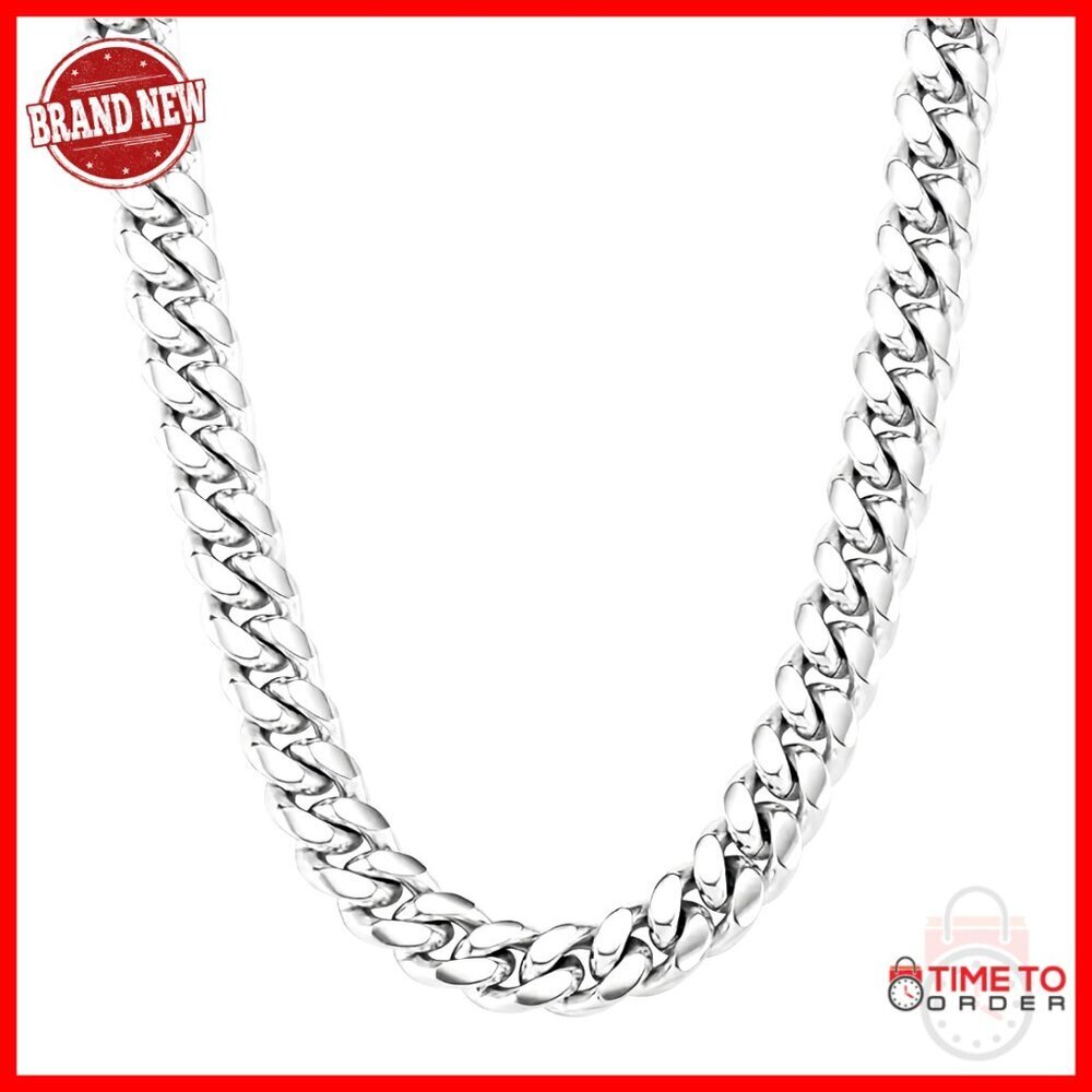 10mm Cuban Link Chain Necklace, 18K Gold Plated Stainless Steel, Men's Jewelry